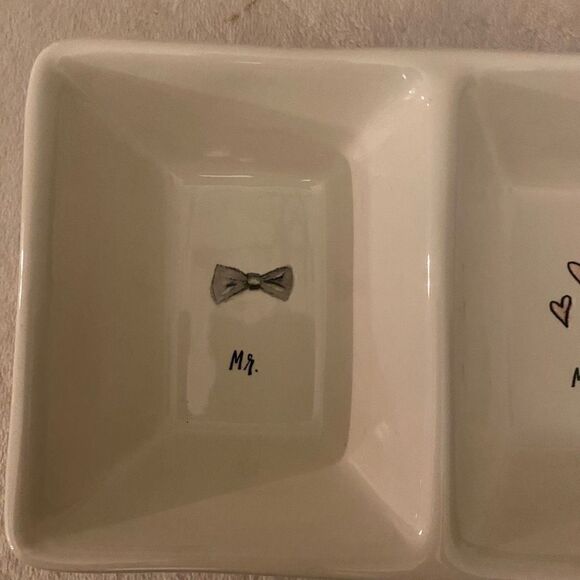 Rae Dunn Mr. & Mrs. Divided Tray Trinket Dish - Picture 3 of 12
